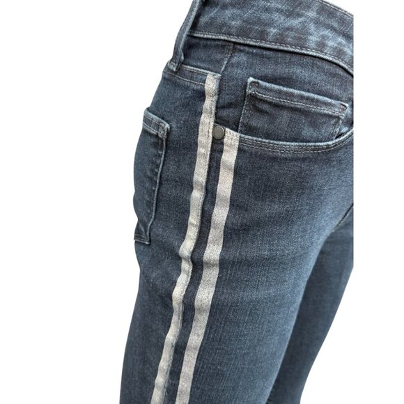 NEW Paige Denim Hi-Rise Jeans Sz 26 Hoxton Ankle Peg Indigo Metallic Tux Stripe - Picture 7 of 9